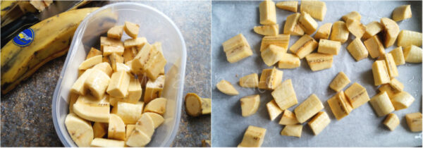 Ensalada de plátano macho y aderezo picante de aguacate