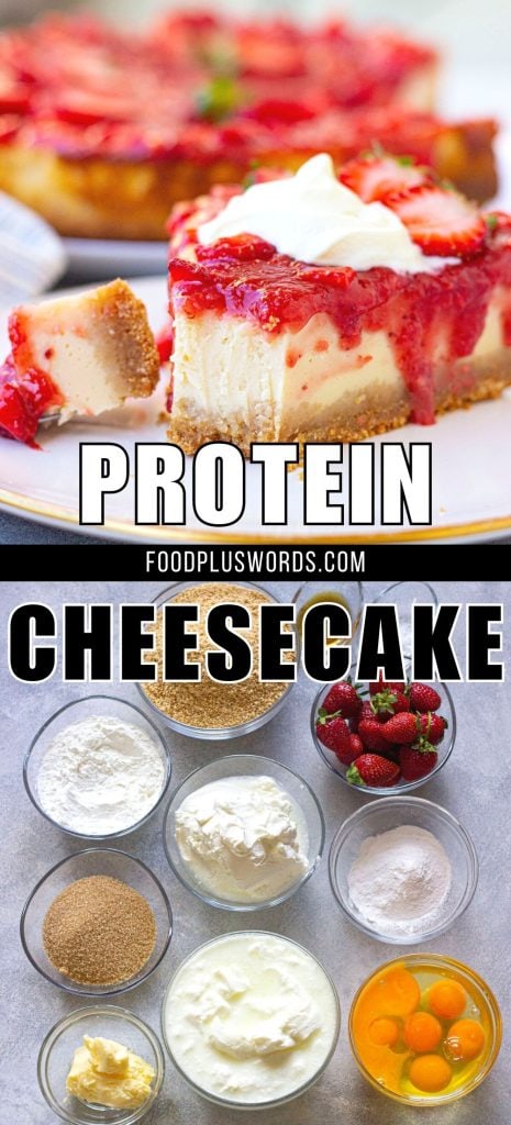 Receta fácil de tarta de queso con fresas y proteínas