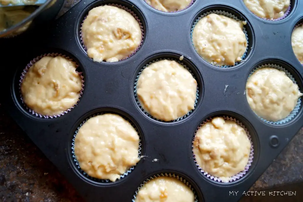 Muffins de plátano y maní Muffins de plátano y maní