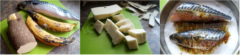 Ñame y pescado perfectamente asados Ñame y pescado perfectamente asados