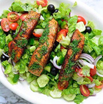 Receta sencilla de ensalada de salmón saludable Receta sencilla de ensalada de salmón saludable