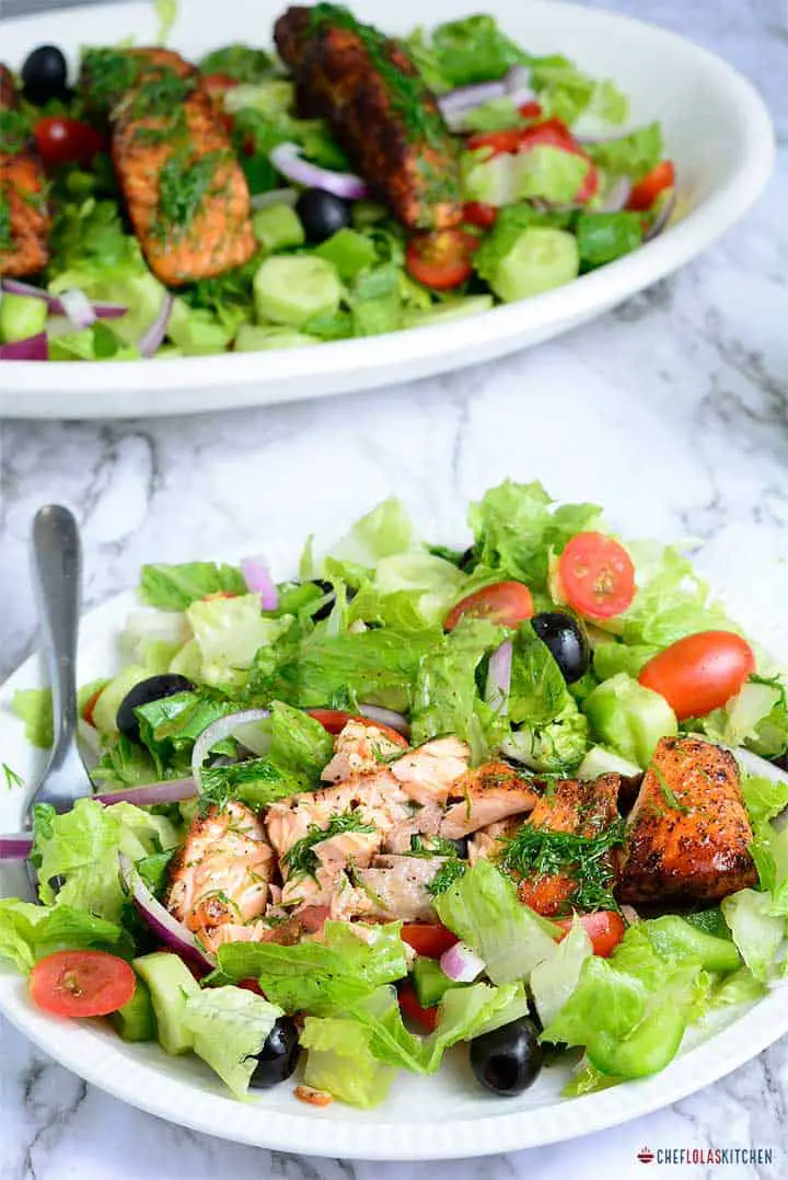 Receta sencilla de ensalada de salmón saludable