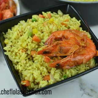 arroz frito con camarones