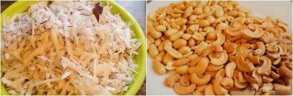 Caramelos de coco con nueces Caramelos de coco con nueces