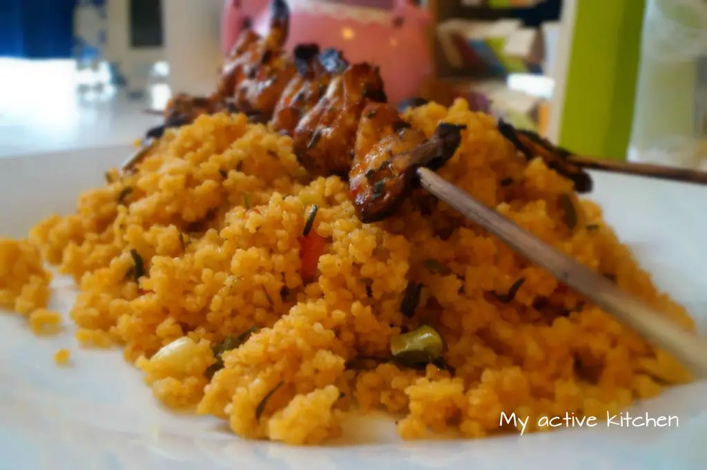 Cuscús picante con gambas al horno Cuscús picante con gambas al horno