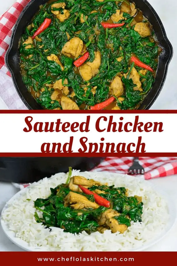 Freír pollo con espinacas