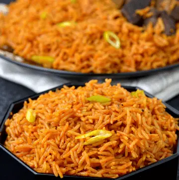 Receta de arroz basmati jollof (estilo de fiesta con carne de res)