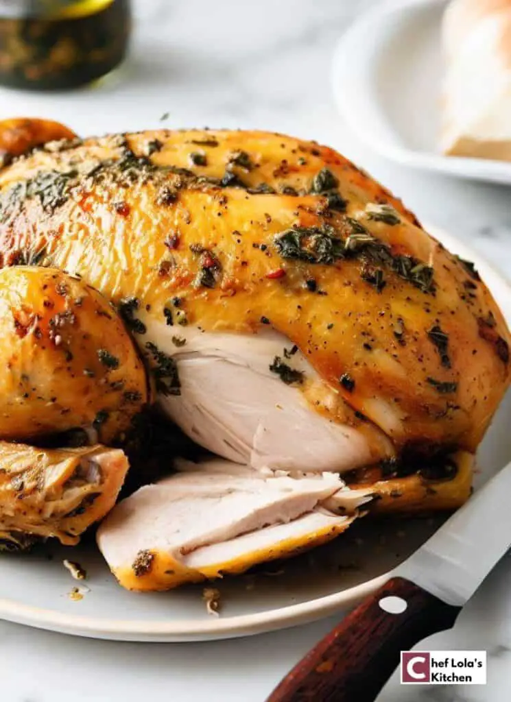 Pollo asado con mantequilla de ajo y hierbas Pollo asado con mantequilla de ajo y hierbas