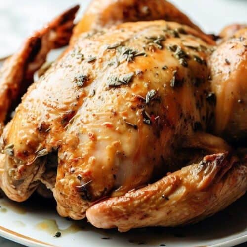 Pollo asado con mantequilla de ajo y hierbas Pollo asado con mantequilla de ajo y hierbas