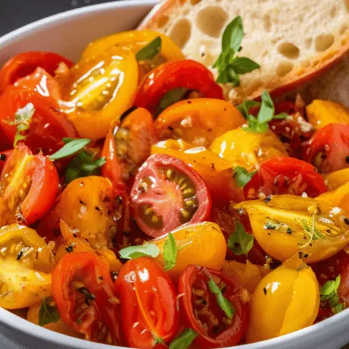 Receta fácil de bruschetta de tomate cherry Receta fácil de bruschetta de tomate cherry
