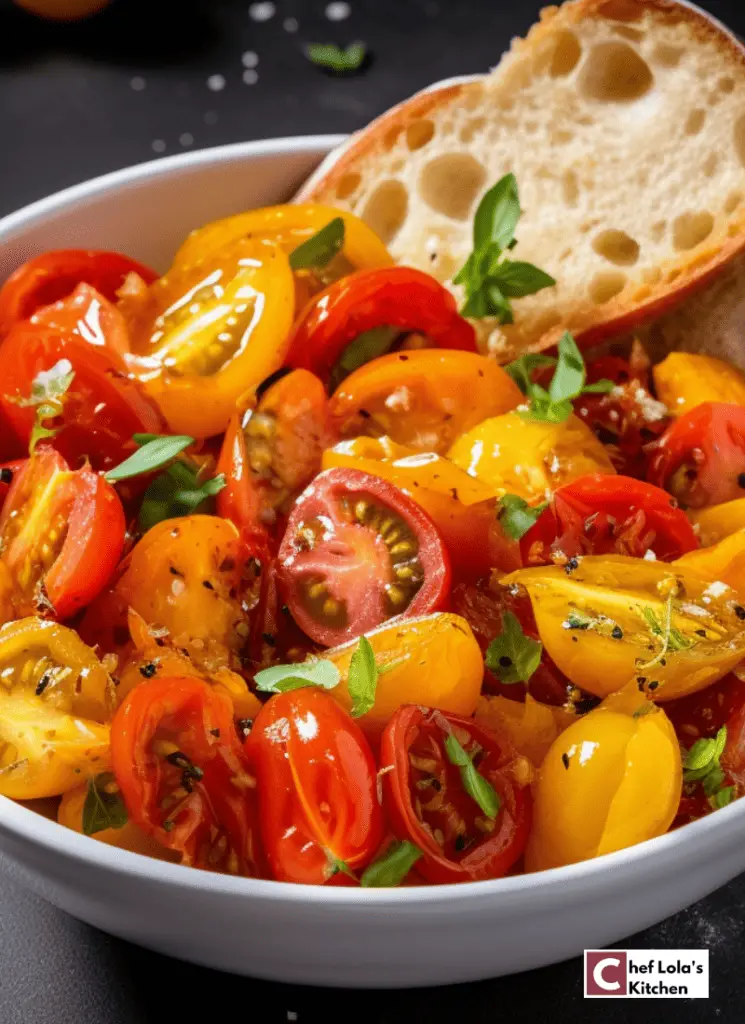 Receta fácil de bruschetta de tomate cherry Receta fácil de bruschetta de tomate cherry