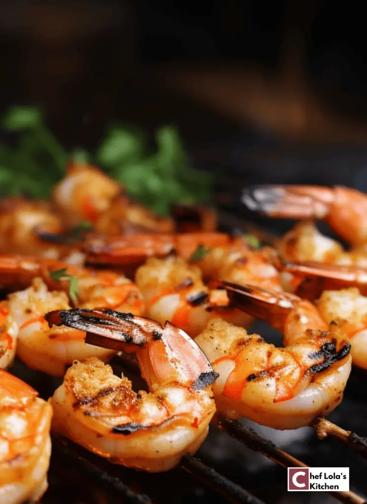 Brochetas fáciles de camarones a la plancha con ajo