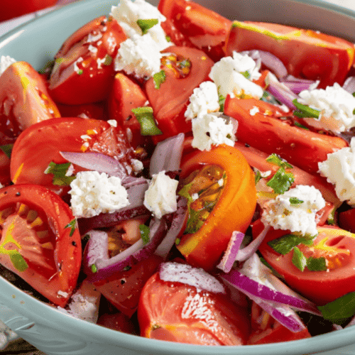 Receta de ensalada de tomate fresco de la huerta