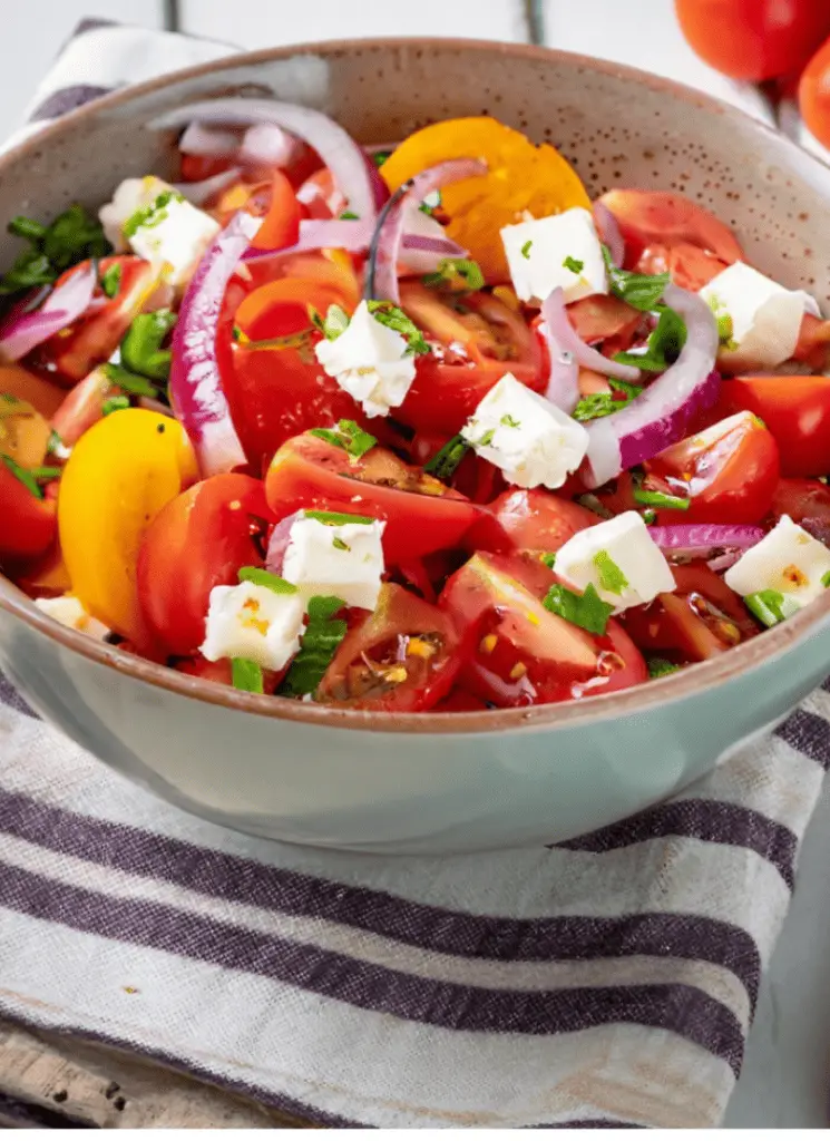 Receta de ensalada de tomate fresco de la huerta