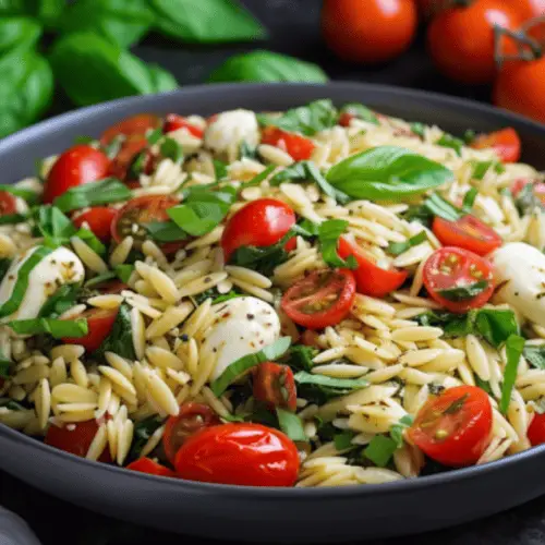 Ensalada caprese orzo fresca y aromática