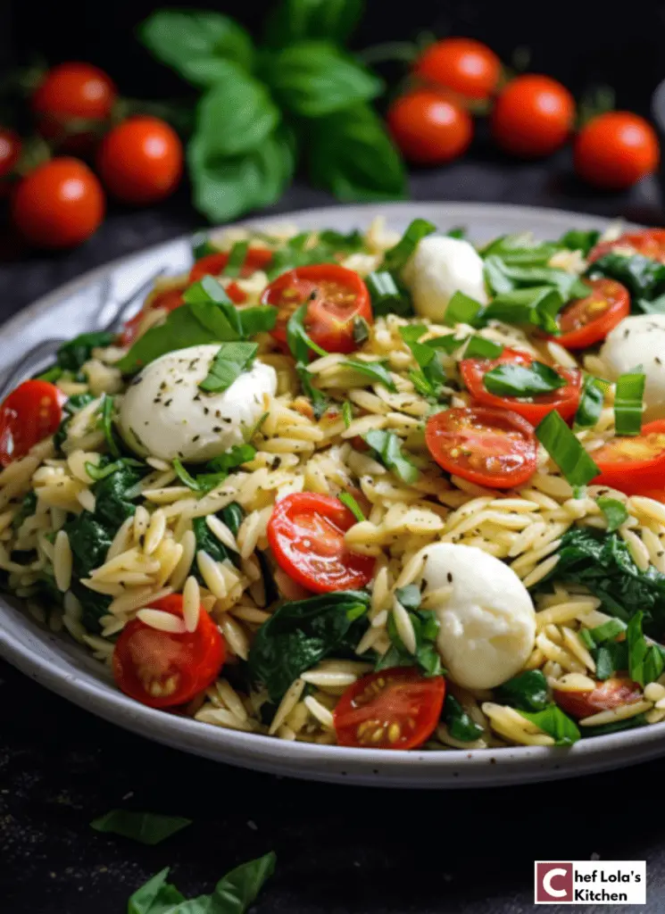 Ensalada caprese orzo fresca y aromática Ensalada caprese orzo fresca y aromática