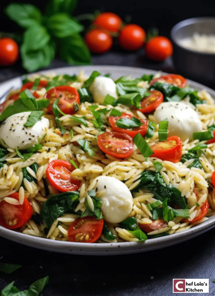 Ensalada caprese orzo fresca y aromática Ensalada caprese orzo fresca y aromática