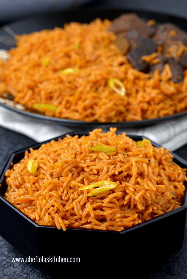 Receta de arroz basmati jollof (estilo de fiesta con carne de res)