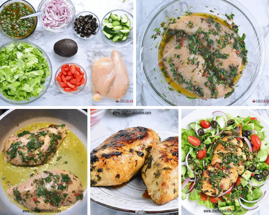 Ensalada De Pollo Chimichurri Con Aguacate