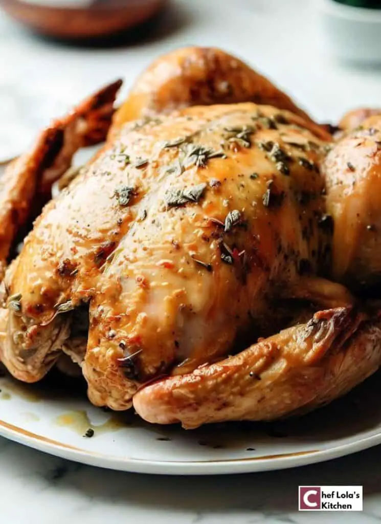 Pollo asado con mantequilla de ajo y hierbas Pollo asado con mantequilla de ajo y hierbas