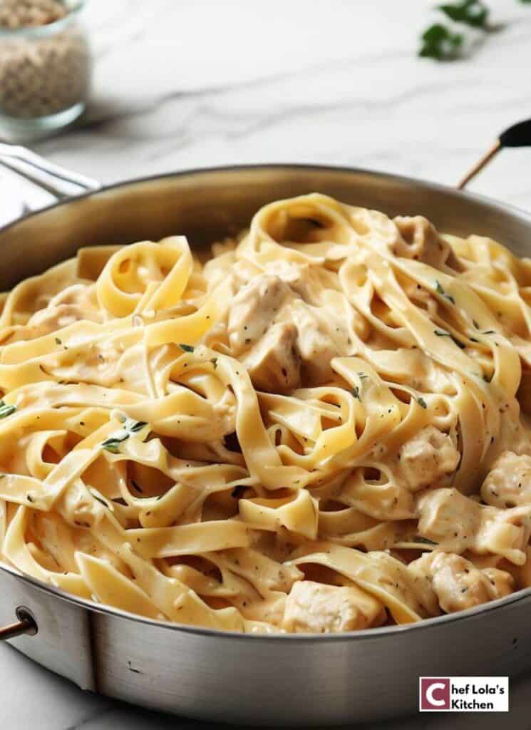 Receta Alfredo de pollo cremoso en una olla