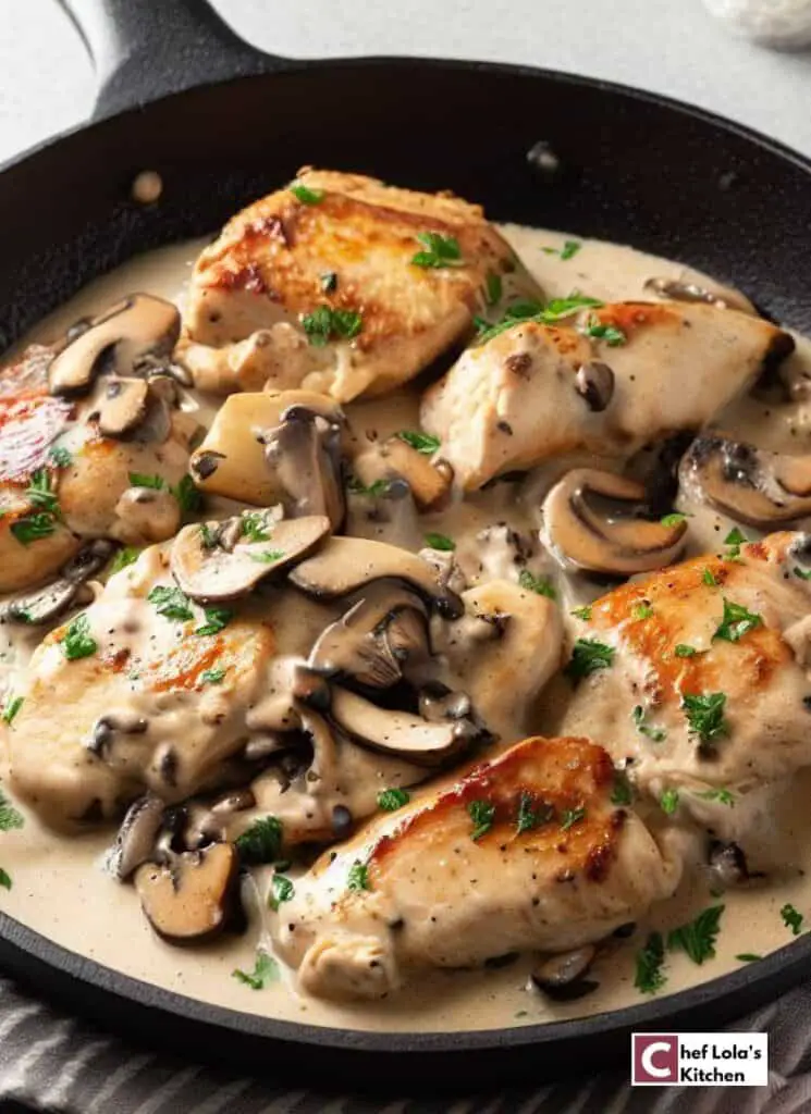 Receta de pollo cremoso con champiñones Receta de pollo cremoso con champiñones