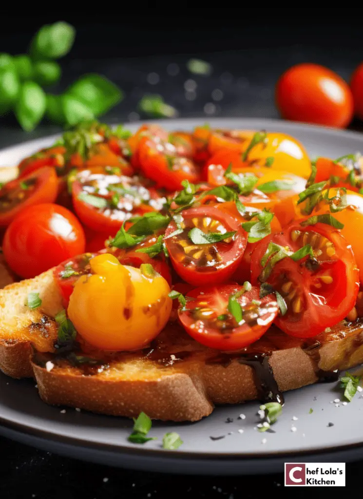 Receta fácil de bruschetta de tomate cherry Receta fácil de bruschetta de tomate cherry