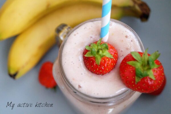Batido de plátano y fresa Batido de plátano y fresa