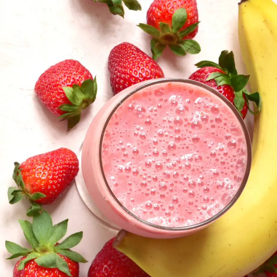 Batido de plátano y fresa Batido de plátano y fresa