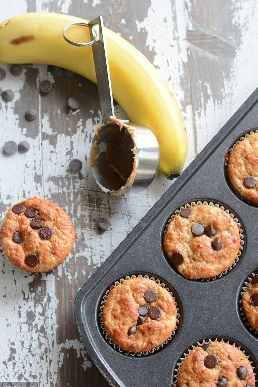 Muffins de plátano y maní Muffins de plátano y maní